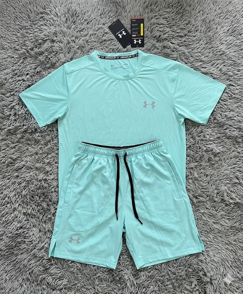 UA Teal Runner Shorts+Shirt set