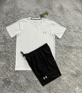 UA White Runner Shorts+Shirt set