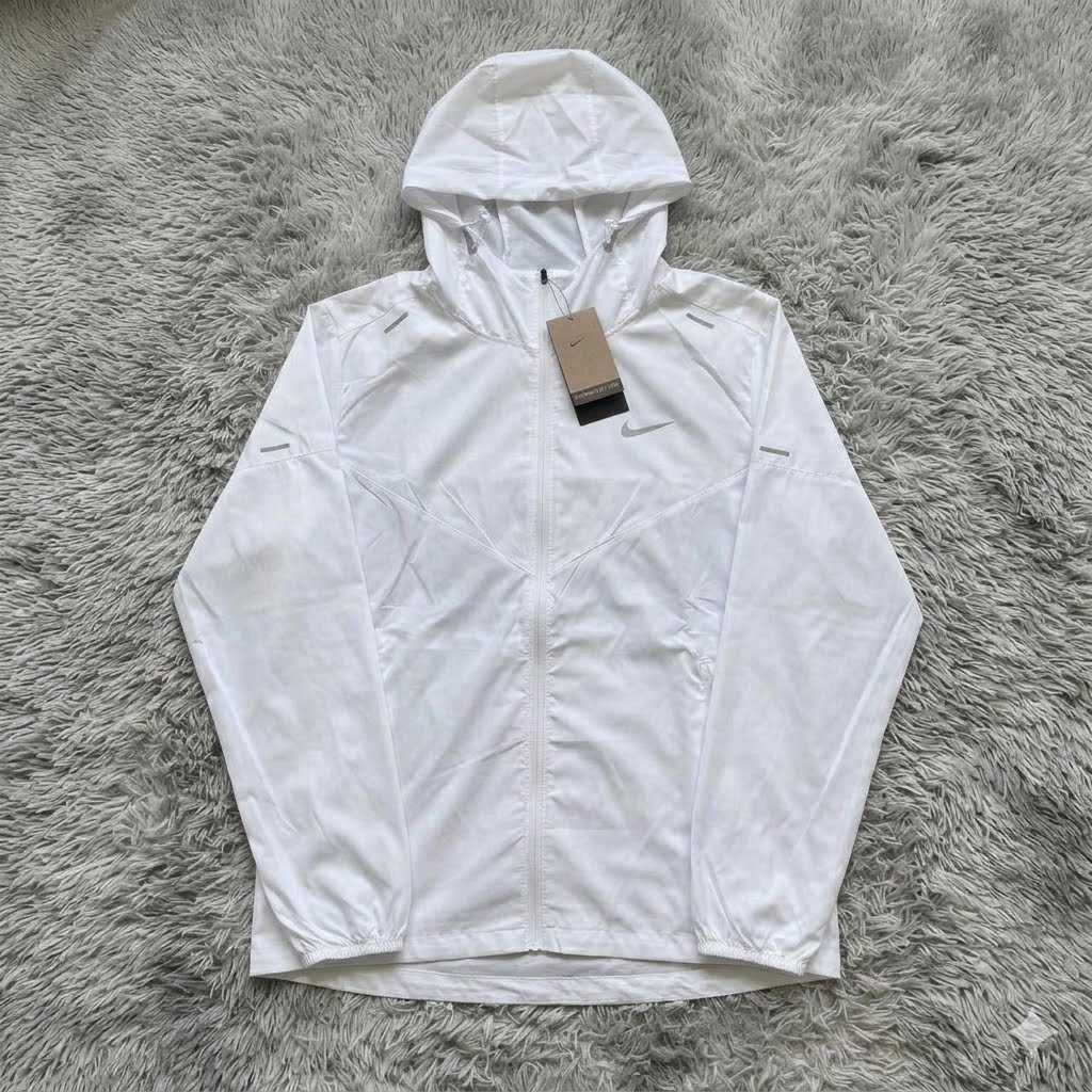 White QuickDry Windbreaker + Jogger Set