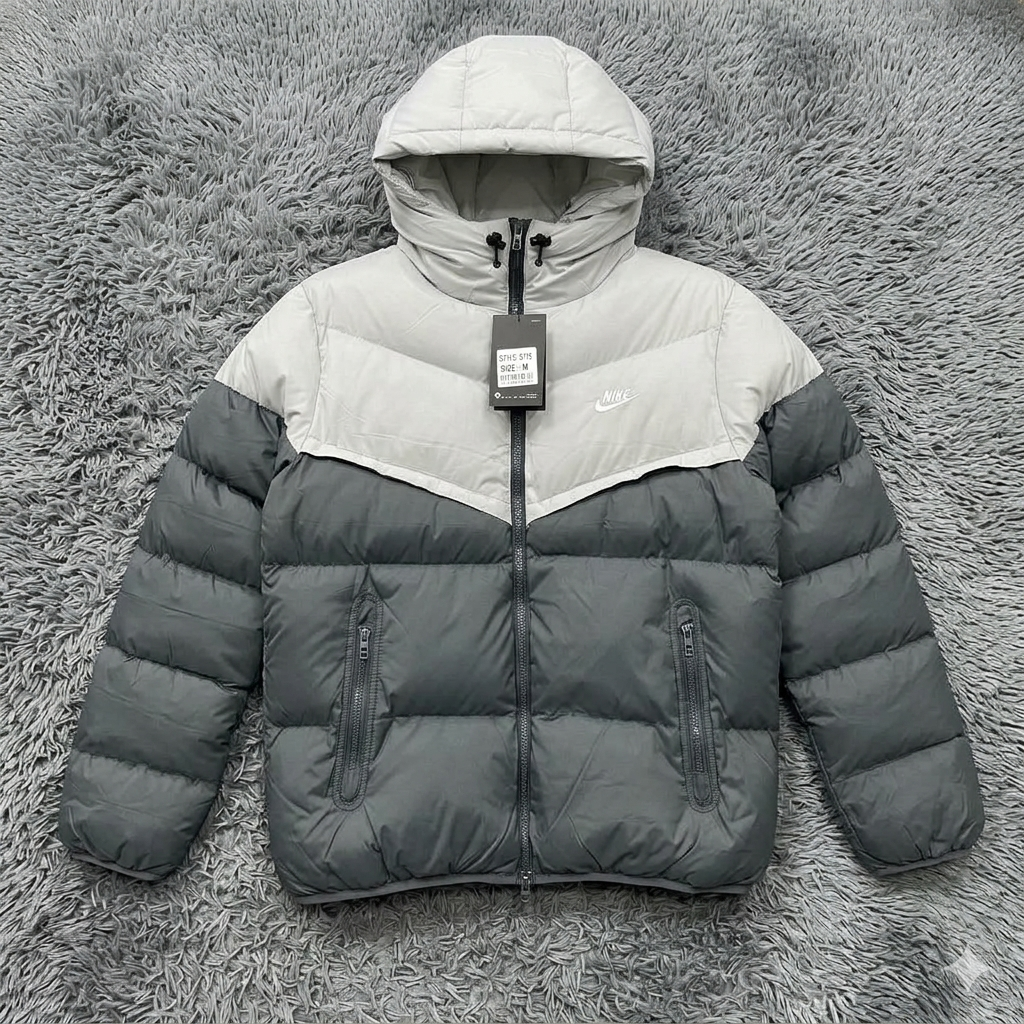 White/Grey Padded Puffer Jacket Storm Weather