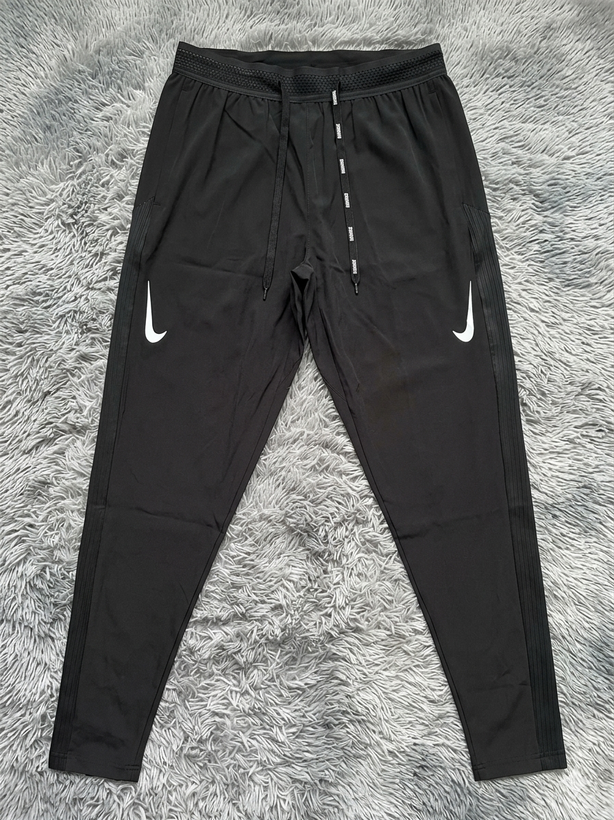 Black Double-Stripe Runners QuickDry Performance Pants