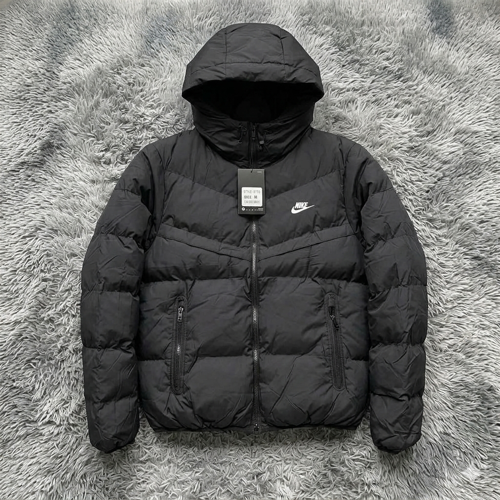 Black Padded Puffer Jacket Storm Weather