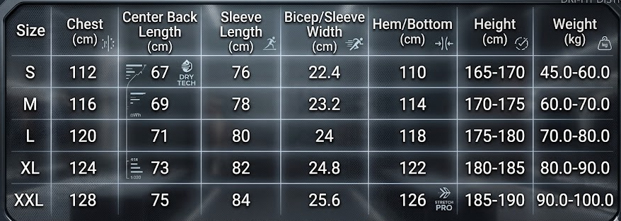 Size guide chart